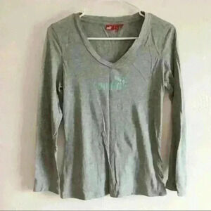 Puma gray long sleeve v neck shirt size small